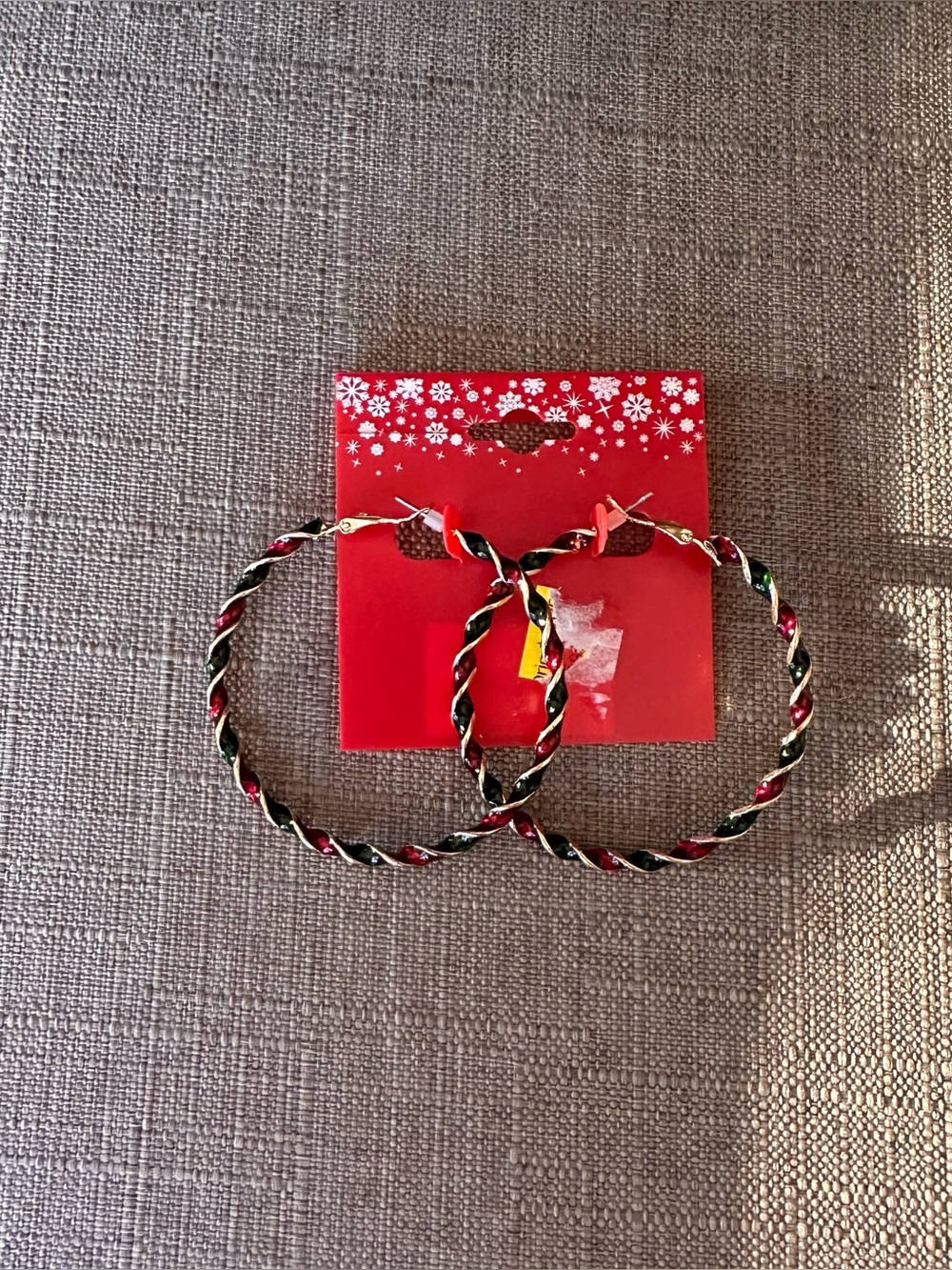 Twisted Hoop Earrings in Red, Green and Gold